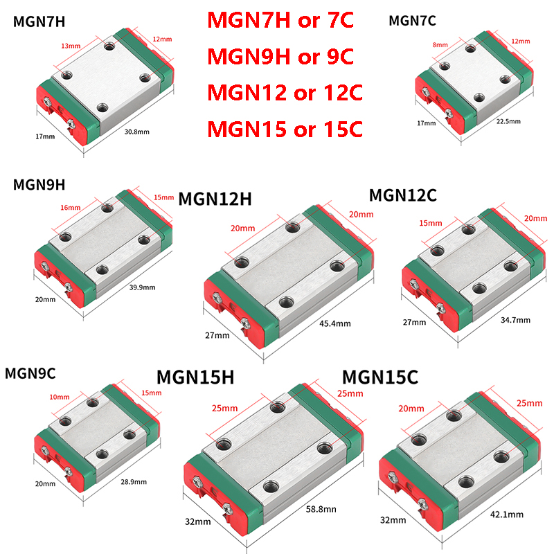 Linear Rail Mgn12H Set - 2 buah blok kereta MGN7C MGN7H